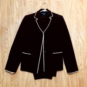Ann Taylor Dress Suit Black with Cream Trim